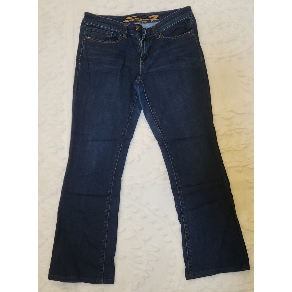 Western Seven 7 Baby Boot Jeans Size 10 Preppy Denim Women's Embroidered Pocket